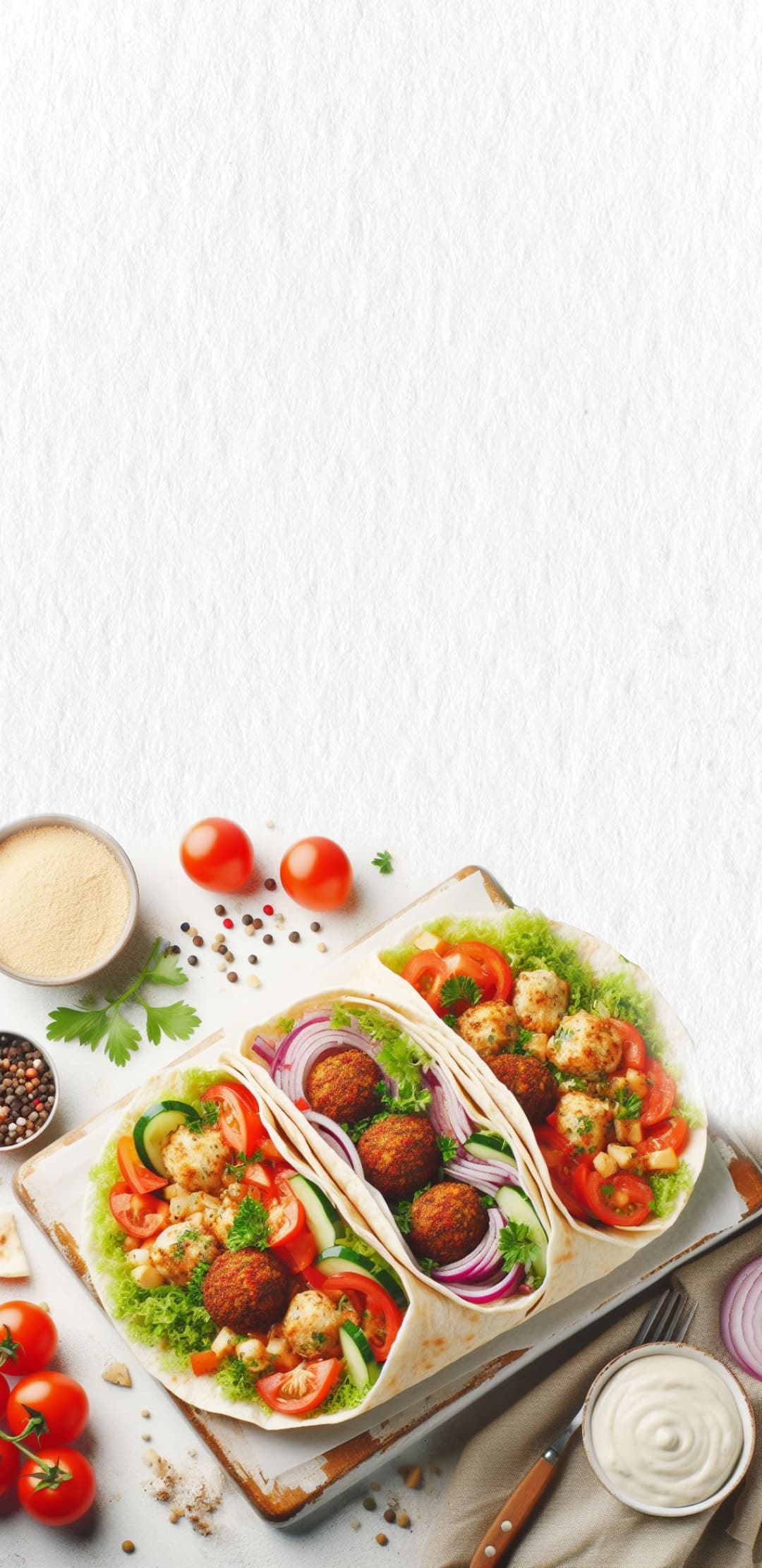 Shawarma and falafel image as background